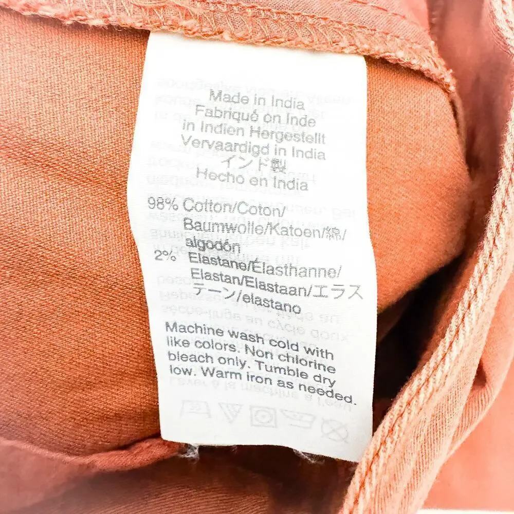 Madewell Orange Wide Leg Pleated Color Jean Denim Front Slack Pants Size 2 - Picture 7 of 8